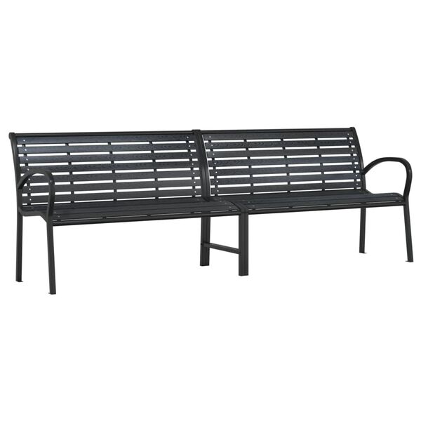 vidaXL Twin Patio Bench Black 90.9" Steel and WPC