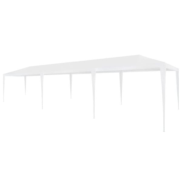 vidaXL Party Tent White Polyethylene roof and steel frame 10x30 feet