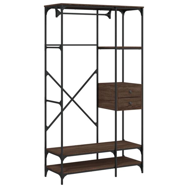 vidaXL Wardrobe with Drawers Brown Oak 39.4"x15.7"x70.9" Engineered Wood