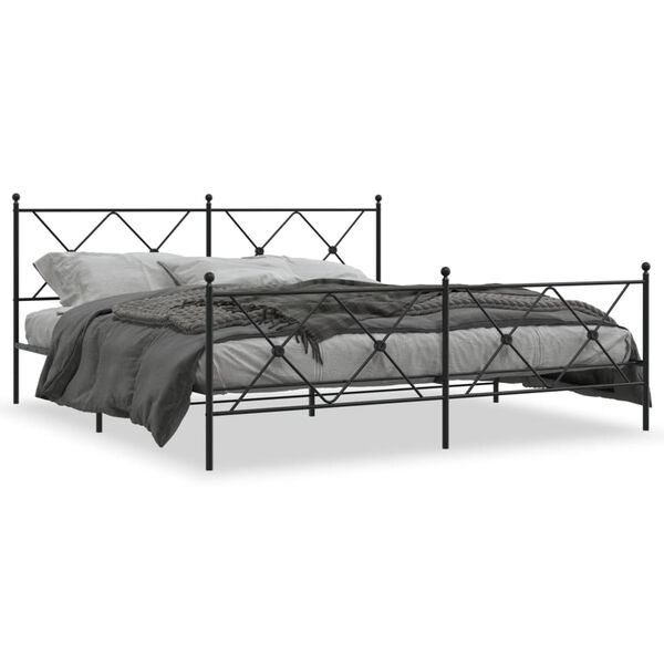 vidaXL Bed Frame Black Steel Super King Bed Frame Rectangular