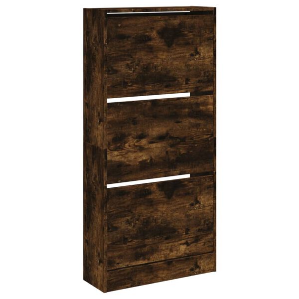 vidaXL Shoe Cabinet Smoked Oak Engineered Wood Slim, Compact