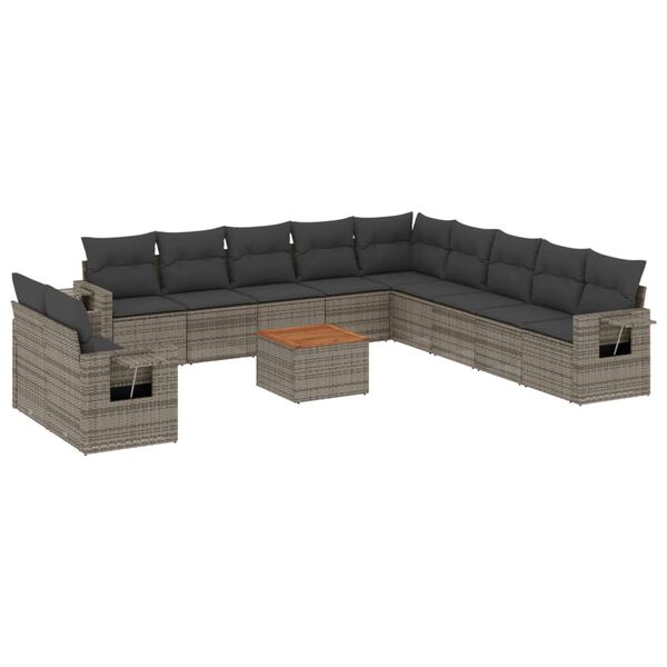 vidaXL Garden Sofa Set Grey PE rattan Large Modular Garden Sofa Set