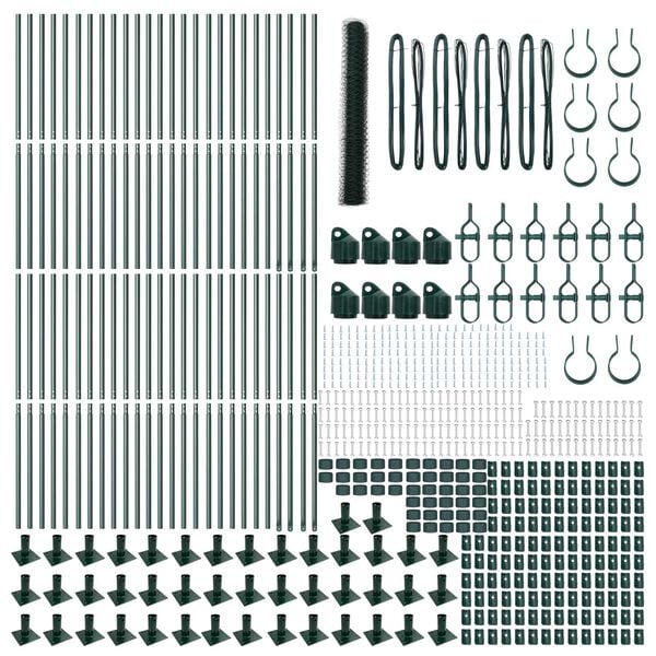 vidaXL Fence Post Green 328.08 x 3.94 ft (1.97 in mesh) Steel and PVC