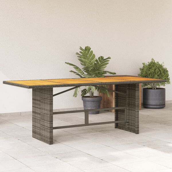 vidaXL Garden Table Grey PE Rattan Medium Durable Rectangular Modern