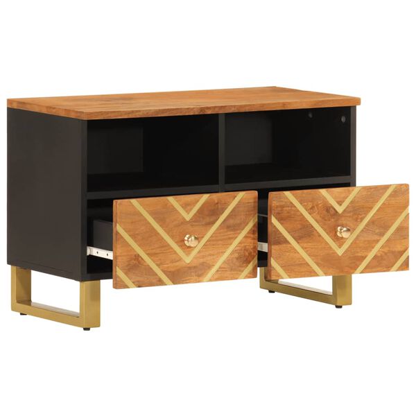 vidaXL TV Cabinet Brown and Black Solid mango wood, MDF, iron