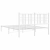 vidaXL Bed Frame White Powder-Coated Steel Double Bed Frame