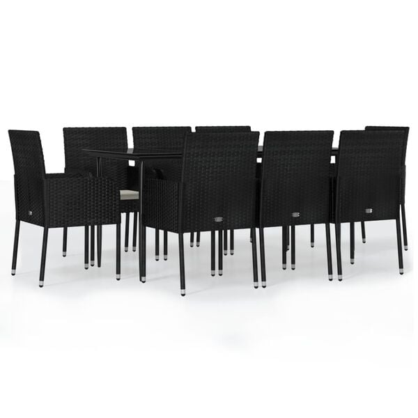vidaXL Garden Dining Set Black and Cream White
