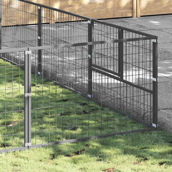 vidaXL Dog Kennel Silver Steel 645.8 sq ft Durable Outdoor Dog Kennel