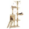vidaXL Cat Tree Beige with paw prints Particle board, Sisal rope, Soft plush