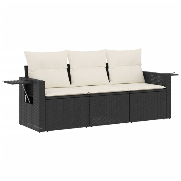 vidaXL Garden Sofa Set Black PE Rattan Medium Modular Garden Sofa Set