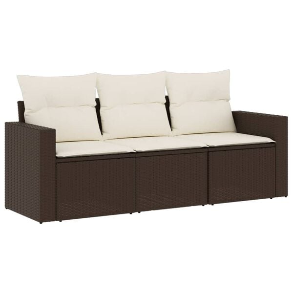 vidaXL Garden Sofa Set Brown, Cream White