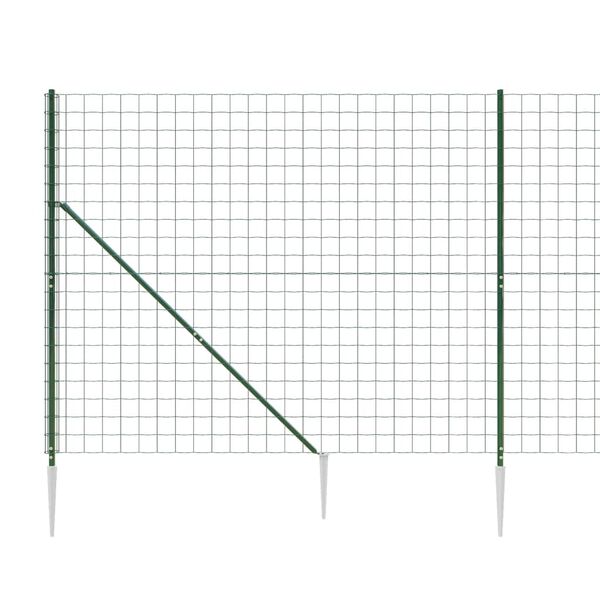 vidaXL Wire Mesh Fence with Spike Anchors Green 7.2x32.8'