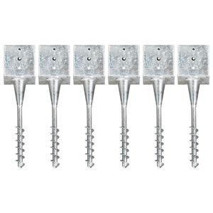 vidaXL Ground Spikes 6 pcs Silver 5.5x5.5x22.8" Galvanised Steel