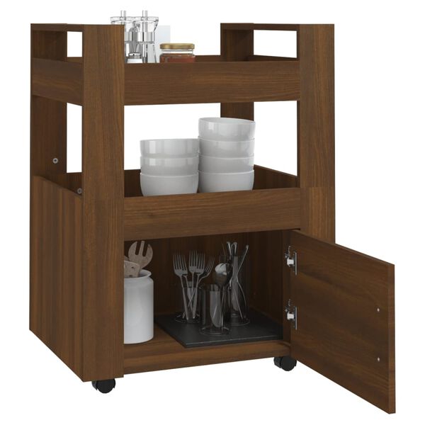 vidaXL Kitchen Trolley Brown Oak 23.6x17.7x31.5" Engineered Wood