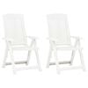 vidaXL Garden Chair Set of 2 White Plastic Medium Foldable