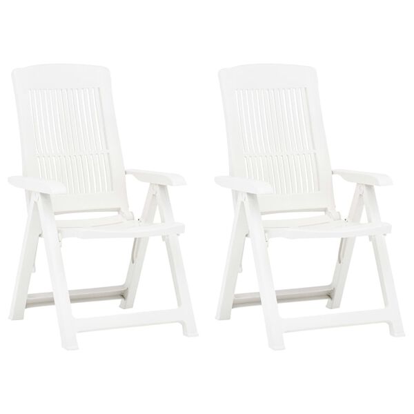 vidaXL Garden Chair Set of 2 White Plastic Medium Foldable