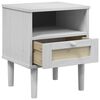 vidaXL Bedside Cabinet White Solid pine wood, engineered wood, poly rattan