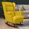 vidaXL Rocking Chair Yellow Velvet (100% polyester), solid rubber wood