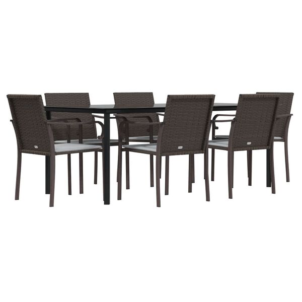 vidaXL Garden Dining Set Brown Poly Rattan Large Seats Many