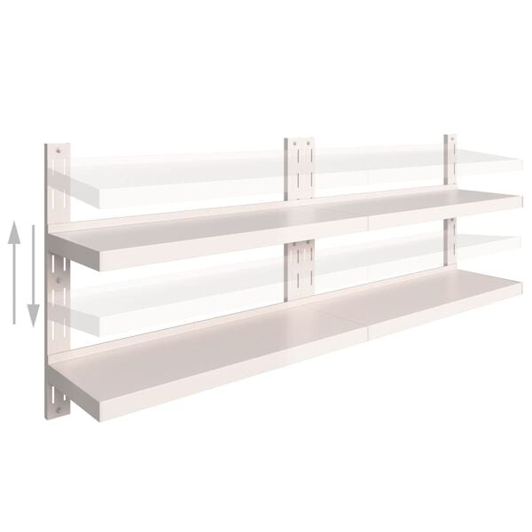 vidaXL Floating Wall Shelf Set of 2 Silver Stainless Steel Large