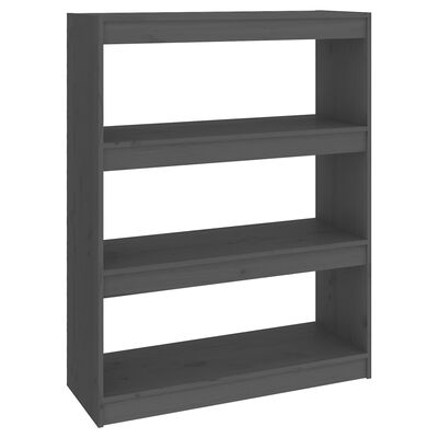 vidaXL Book Cabinet/Room Divider Gray 31.5"x11.8"x40.7" Solid Wood Pine