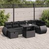 vidaXL Garden Sofa Set Black PE rattan Large Adjustable Feet