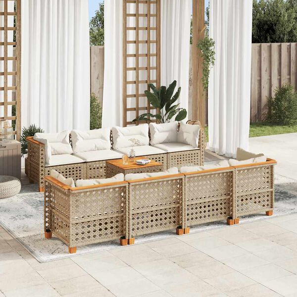 vidaXL Garden Sofa Set Beige, Cream White