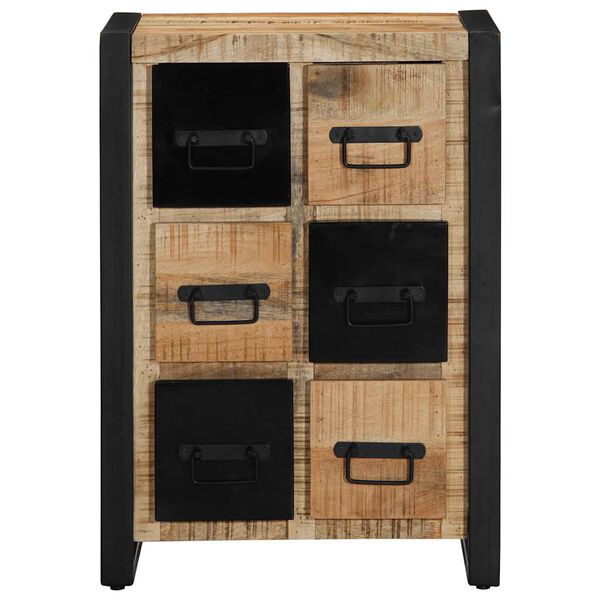 vidaXL Sideboard Black and brown Solid rough mango wood, iron Small