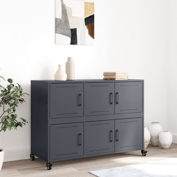 vidaXL Sideboard Anthracite 39.6"x15.4"x28.3" Steel