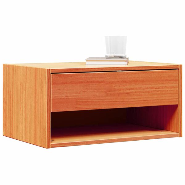 vidaXL Bedside Table Wax Brown 19.69 x 12.80 x 9.45 in Solid pine wood