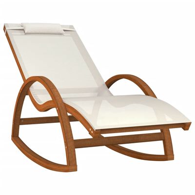 vidaXL Rocking Chair White Textilene and Solid Wood Poplar