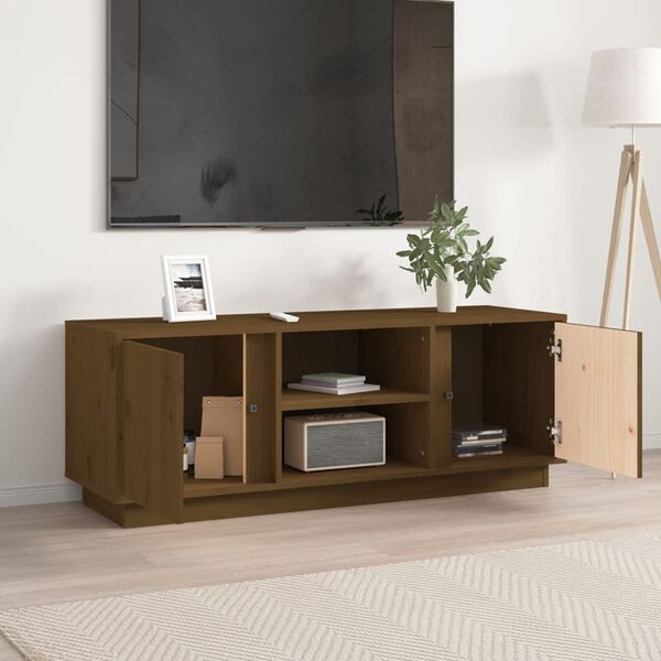 vidaXL TV Cabinet Honey Brown Solid Pine Wood Medium TV Cabinet