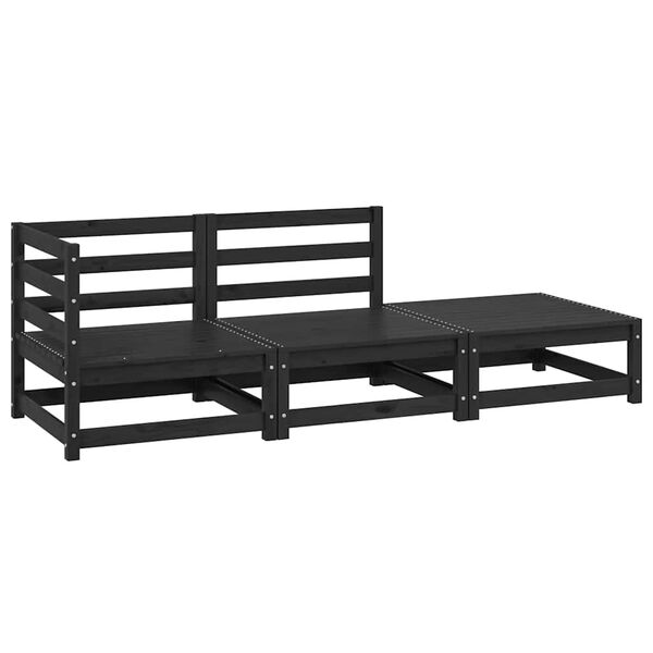 vidaXL Garden Lounge Set Black Solid pinewood Standard Modular