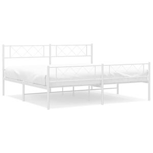 vidaXL Metal Bed Frame White Powder-Coated Steel 76 x 80 in Durable