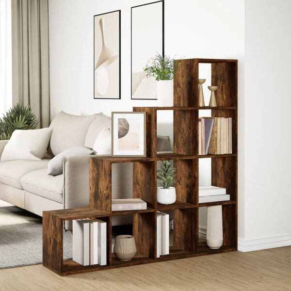 vidaXL Room Divider Bookcase Smoked oak Engineered wood