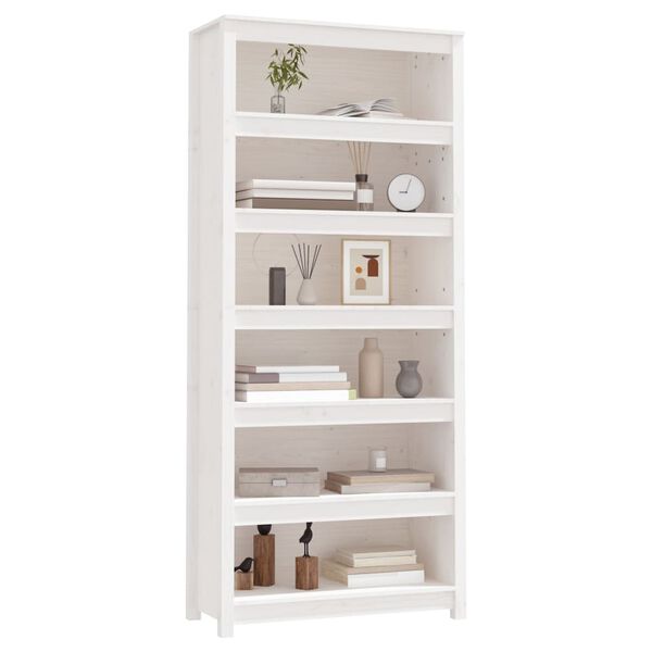 vidaXL Book Cabinet White Solid pine wood Large Book Cabinet
