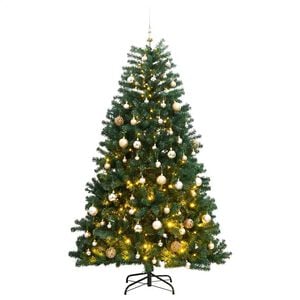vidaXL Artificial Hinged Christmas Tree 150 LEDs & Ball Set 59.1"