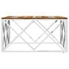 vidaXL Coffee Table Silver Stainless steel, solid reclaimed wood