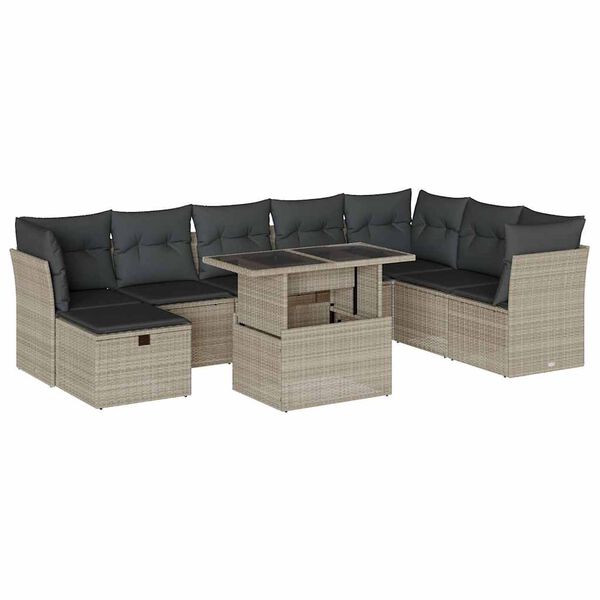 vidaXL Garden Sofa Set Light grey, Dark grey PE rattan, powder-coated steel