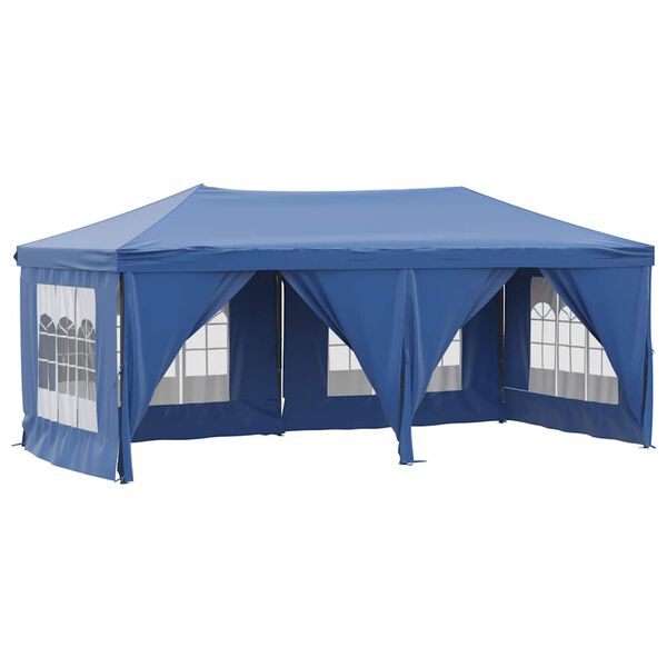 vidaXL Folding Party Tent with Sidewalls Blue 9.8'x19.7'