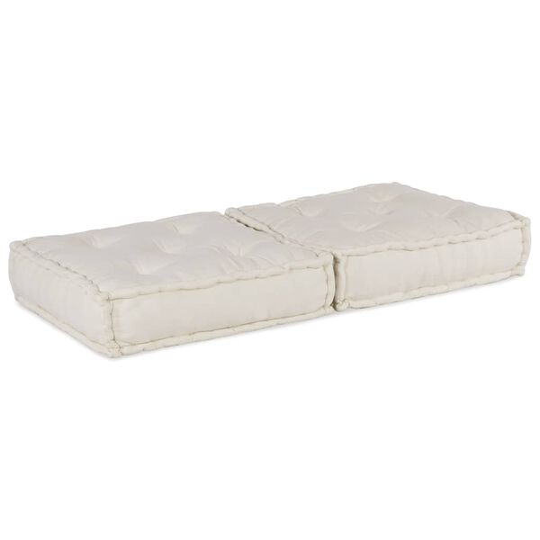 vidaXL Pouffe Cream 100% cotton, 70% recycled cotton, 30% foam Large