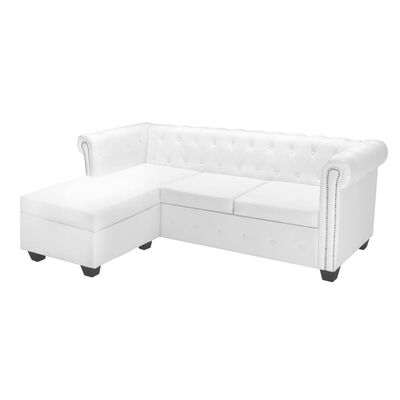 vidaXL L-shaped Chesterfield Sofa Artificial Leather White