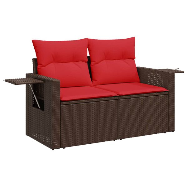vidaXL 5 Piece Garden Sofa Set with Cushions Brown Poly Rattan