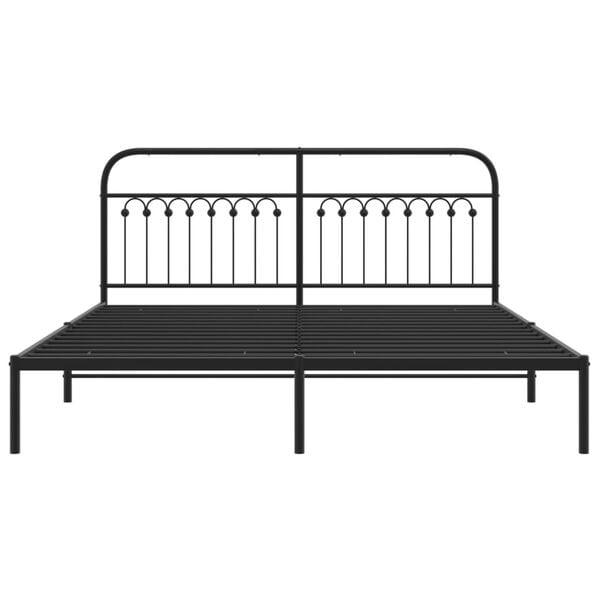 vidaXL Bed Frame Black Steel 72 x 80 in Durable Bed Frame