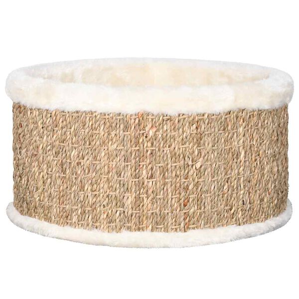 vidaXL Cat Basket Beige Flakeboard, plush, seagrass 14.2 in diameter