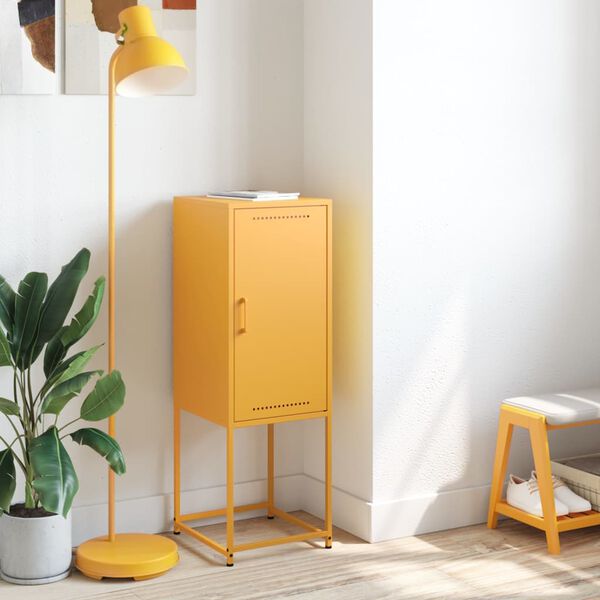 vidaXL Highboard Mustard Yellow Steel Medium Highboard Rectangular