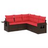 vidaXL 5 Piece Garden Sofa Set with Cushions Brown Poly Rattan
