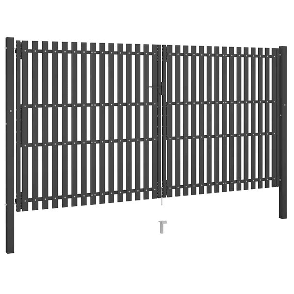vidaXL Garden Fence Gate Steel 157.5x78.7" Anthracite