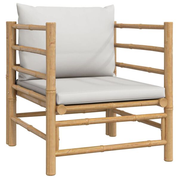 vidaXL Garden Lounge Set Natural Bamboo, Light Grey Bamboo, 100% polyester