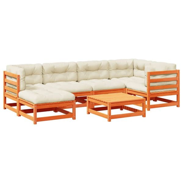vidaXL Garden Sofa Set Wax Brown Solid Pine Wood Large Modular
